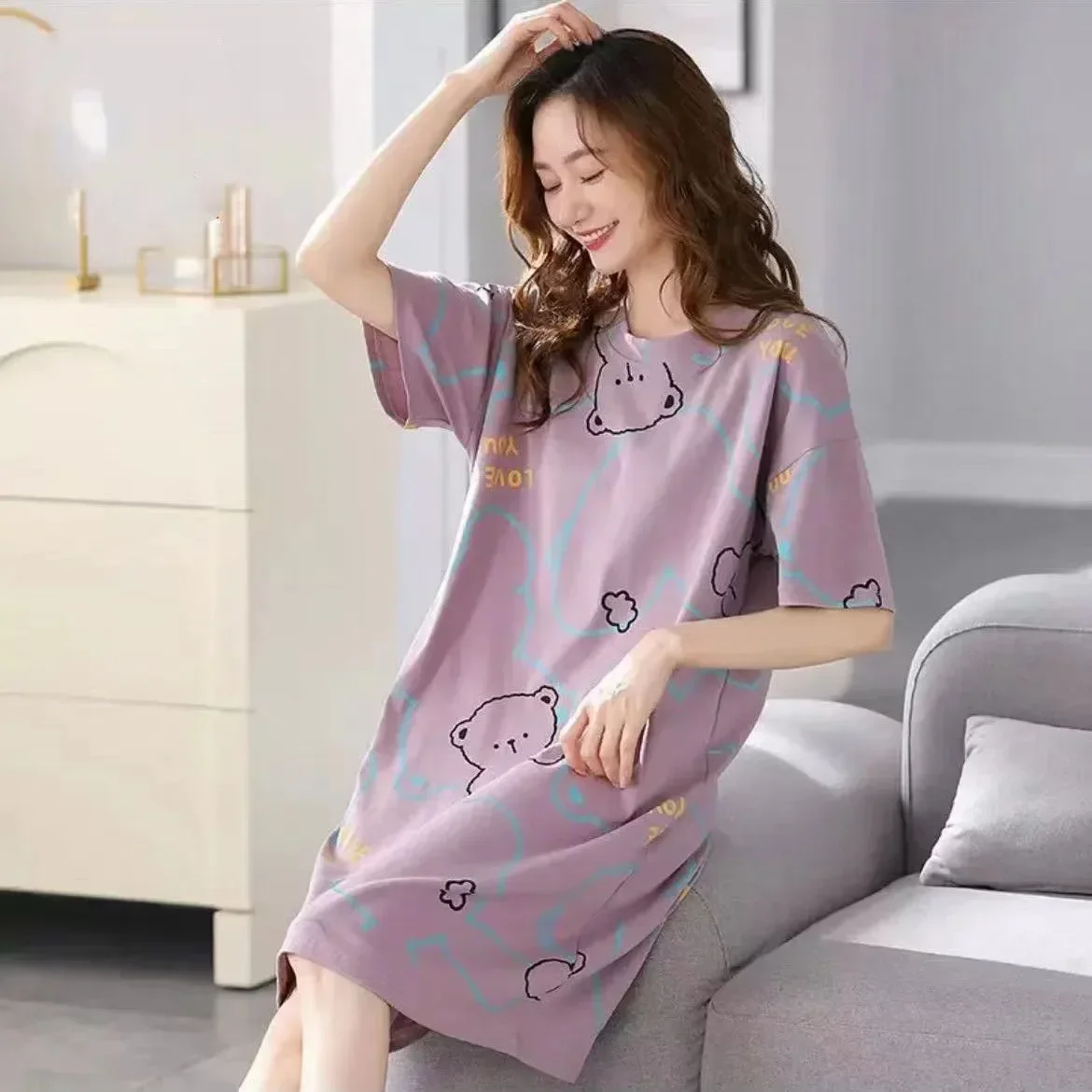 

Princess Cute Wear Summer Can Sweet Large And Thin Style Medium Sleeping Length Women's Outside