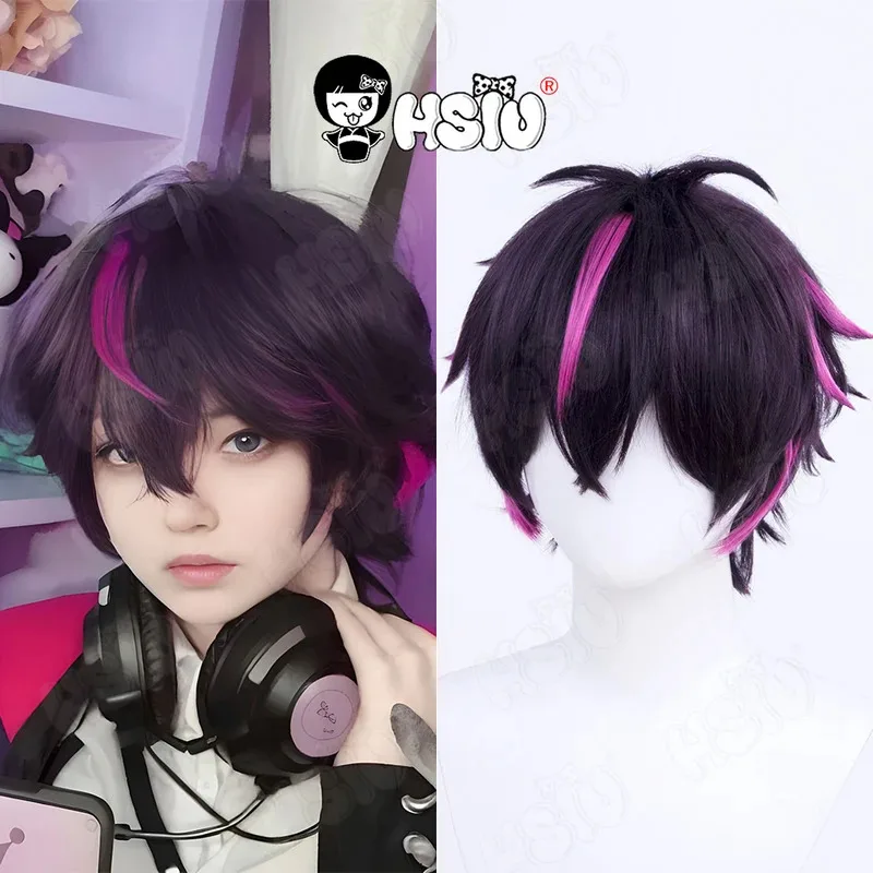 

Kuromi Claude Cosplay Wig Game Fragaria Memories cosplay HSIU Black purple mixed rose short hair Heat Resistant Synthetic Wig