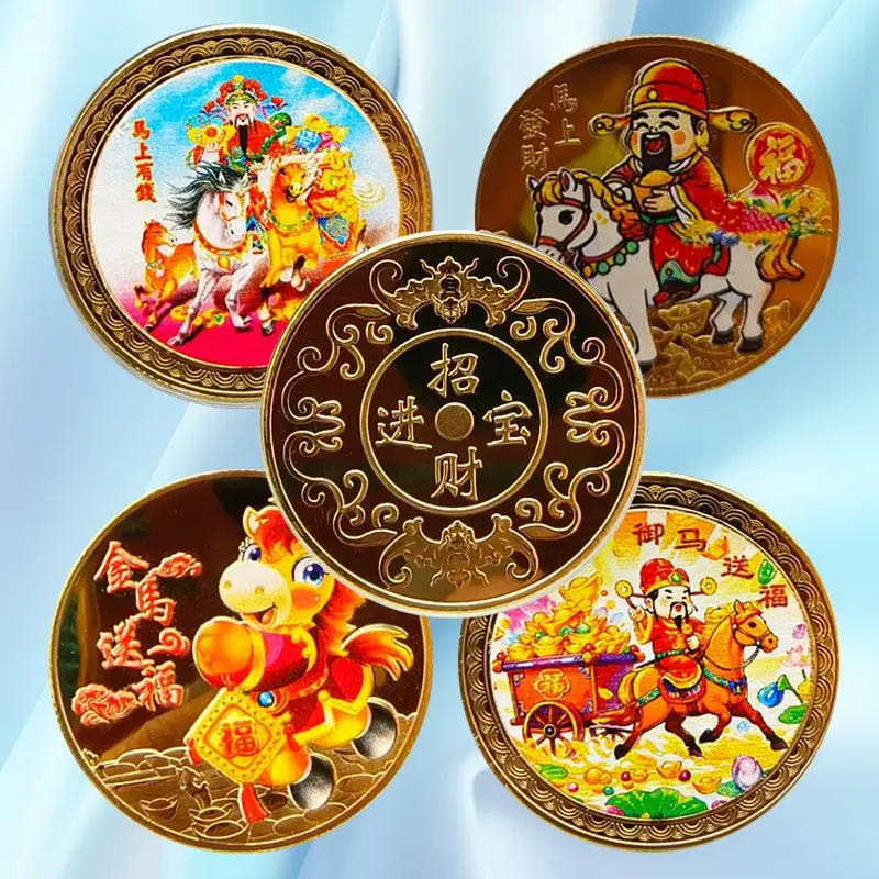 【WO-OW】وسام الحصان 2026 حصان زودياك صيني السنة الجديدة تذكارية عملة الحصان الحرف المعدنية هدية ميدالية تذكارية #2