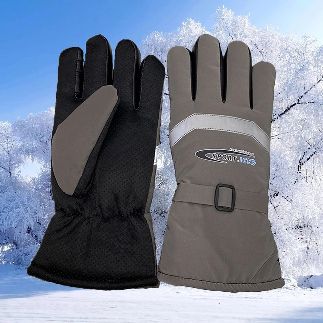 

Men Winter Waterproof Cycling Gloves Outdoor Sports Running Motorcycle Ski Fleece Gloves Non-slip Warm Full Fingers