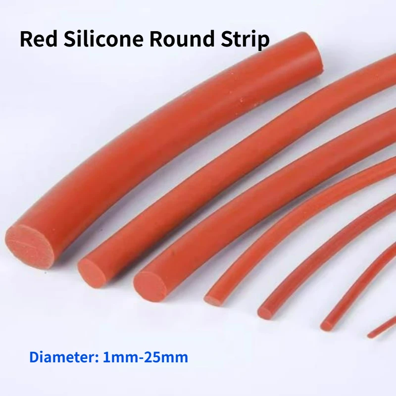 

Силиконовый шнур/шнурок из красного цельного силикона, силиконовые резиновые уплотнительные ленты/прокладки, диаметр 1-25 мм, уплотнительные кольца, высокотемпературные, водонепроницаемые, 1/2/5/10/20 м