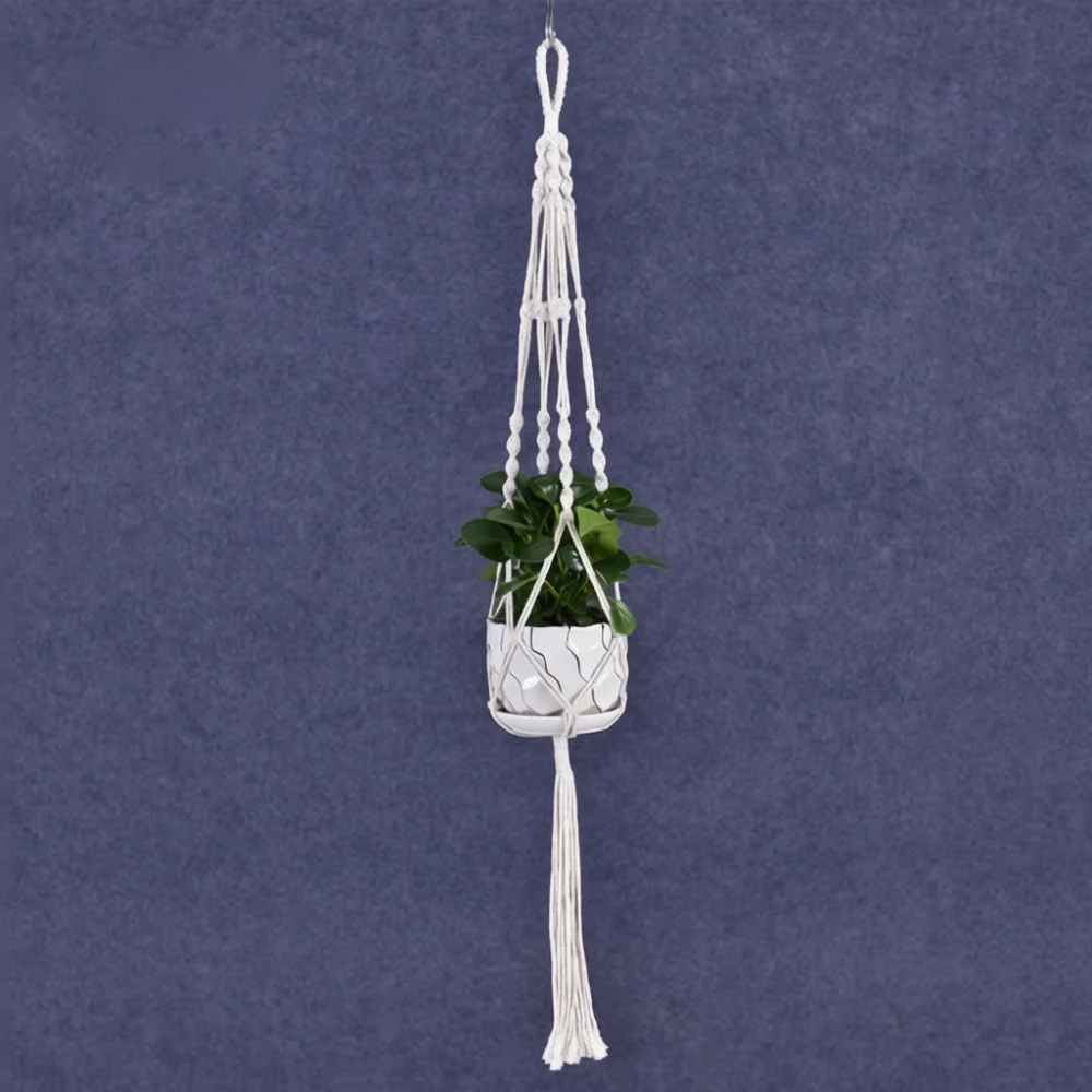 Handwoven Cotton Macrame Plant Hanger Hanging Basket Flower Pot Holder For Indoor Outdoor Living Room Garden Home Decor