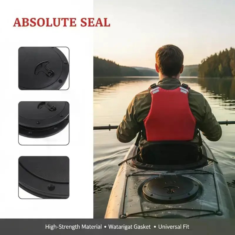 

Boat Out Deck Plate Marine Hatch Cover Circular Black Waterproof Easy Install for Yacht Fishing Boat Sailboat Outdoors