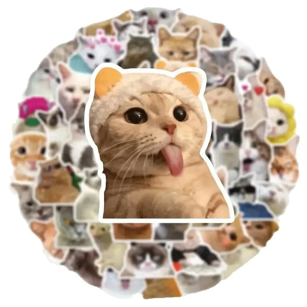 50 قطعة من ملصقات خربش القط الكرتونية اللطيفة العصرية لتزيين كوب الأمتعة المحمول على الجيتار بنفسك