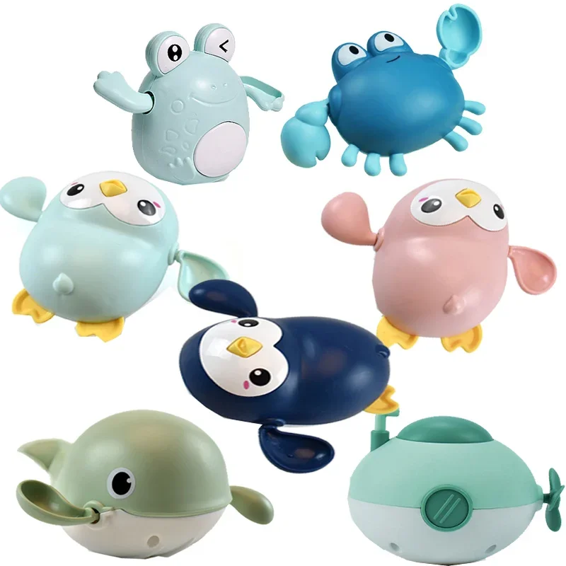 New Baby Bath Toys Cartoon Kids Learning Cognition Cute Animal Swimming Frogs Tortoise Crab Classic Baby Water Toy For Children