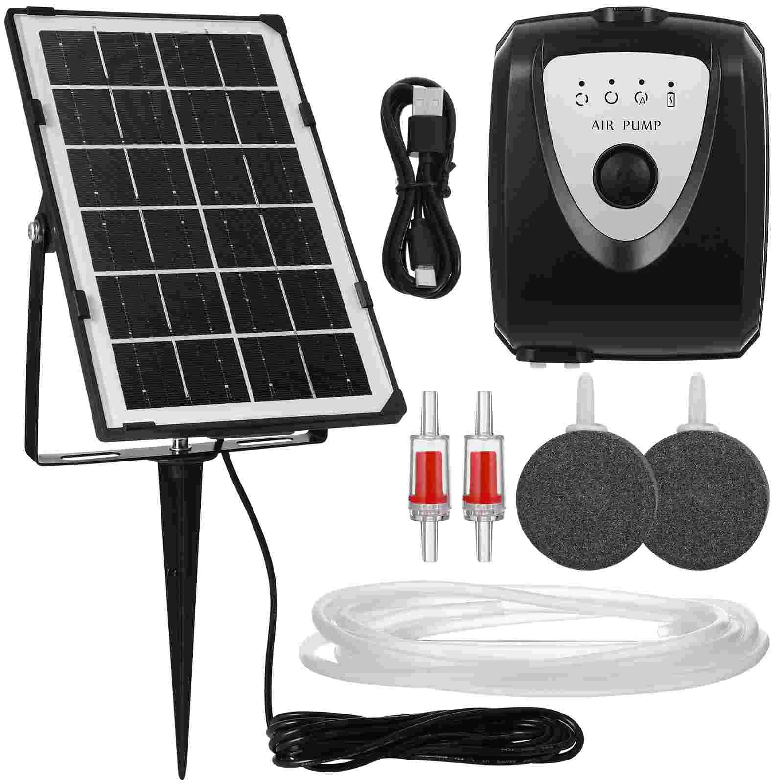 Oxygen Pump Solar Air for Fish Tanks Aquarium Pond Aerator with Kit