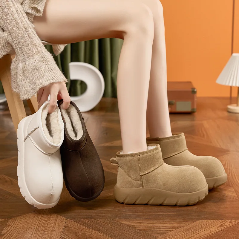 

CICIYANG Snow Boots Winter Women Ankel Boots 2025 New Retro Non-slip Big Round Head Warm Fur Ladies Shoes Female Luxury Booties