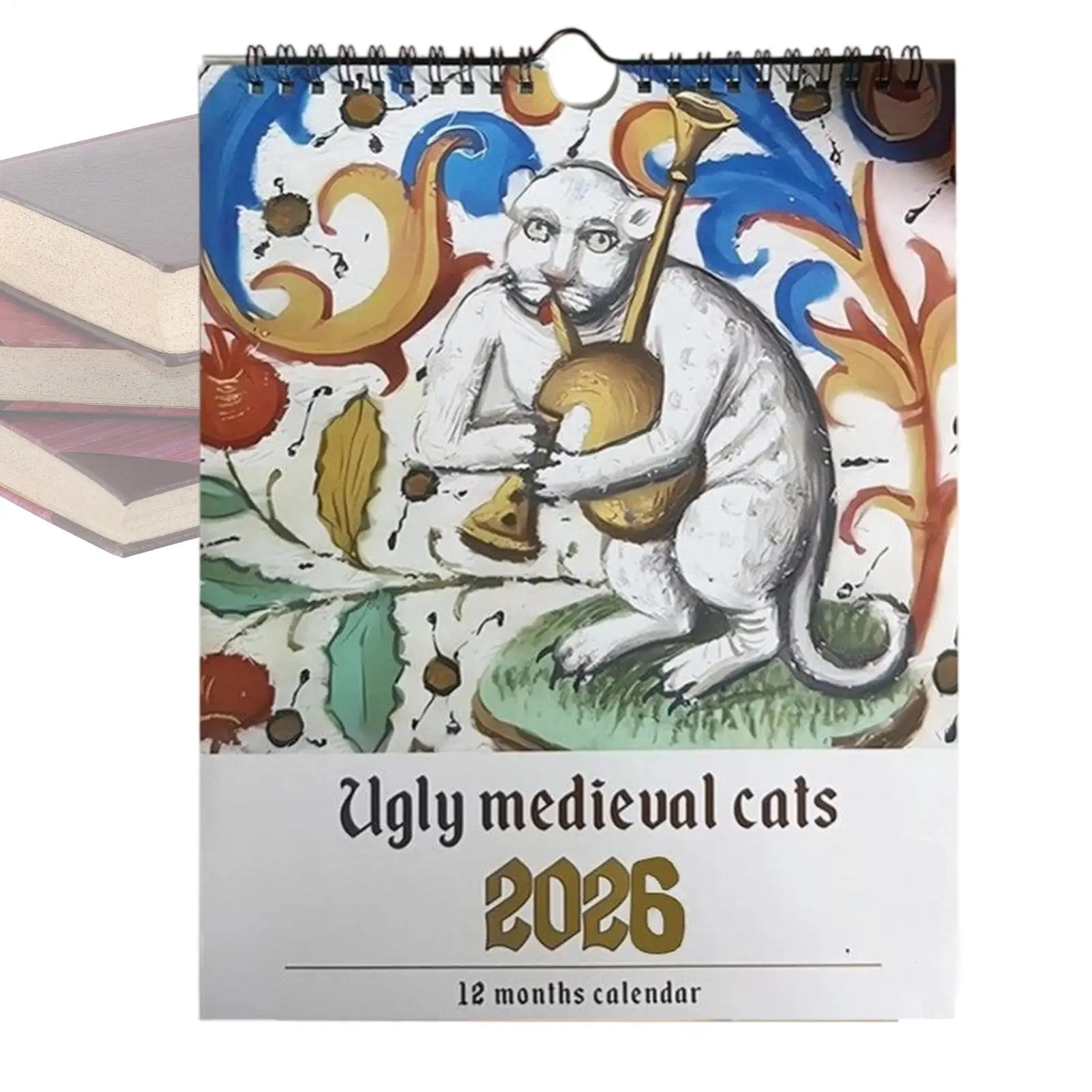 

2026 Medieval Cat Mindful Magic Wall Calendar Funny Strange Ugly Cat Daily Weekly Monthly Agenda Planner Home Office Decor
