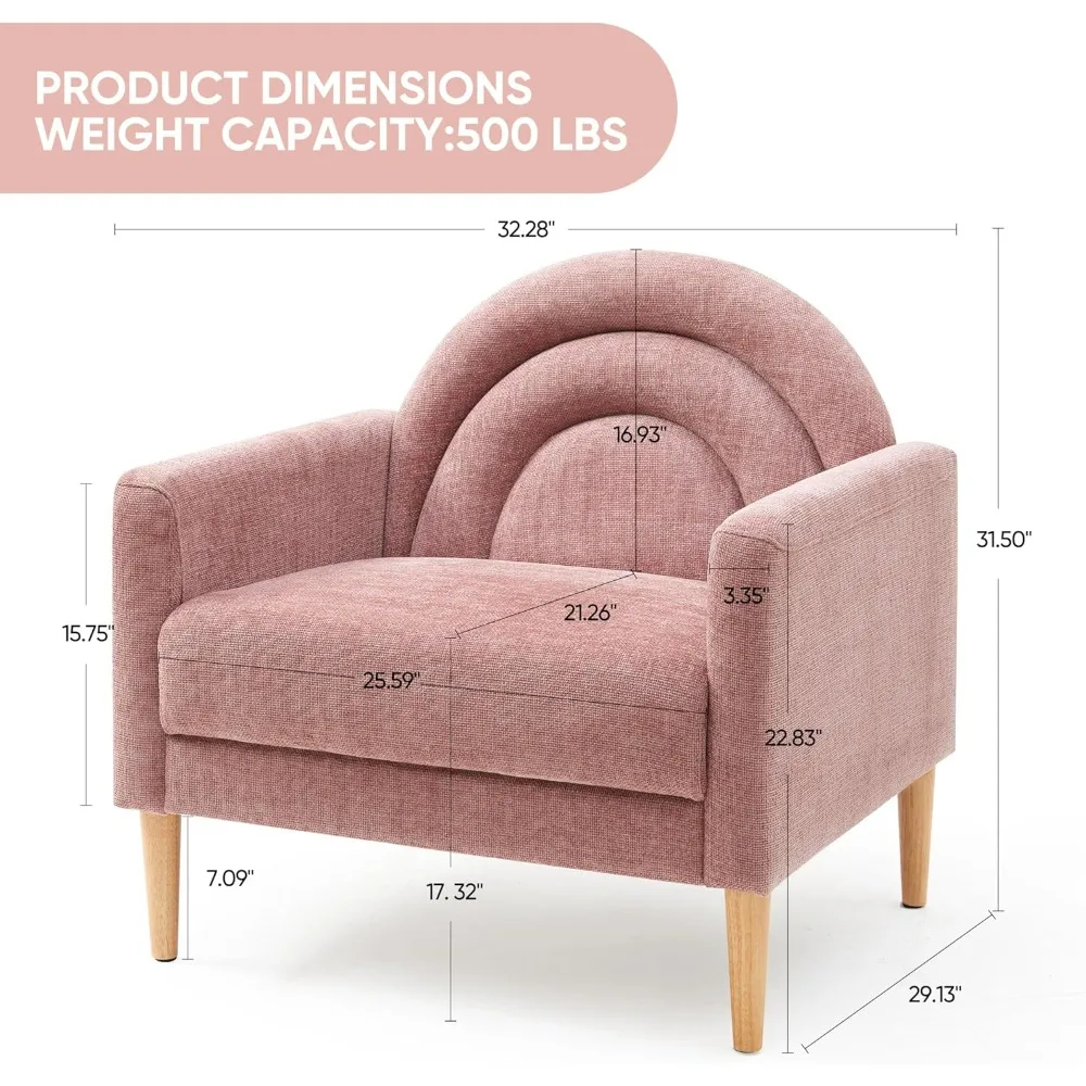 Accent Chair Reading Chair with Armrest, Small Comfy Chair for Small Spaces, Modern Linen Upholstered Armchair for Bedroom & Liv