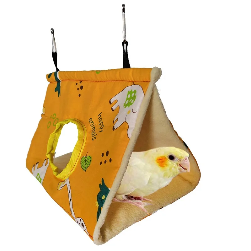 Warm Bird Nest House Parrot Hanging Hammock Velvet Shed Hut Finch Cave Cage Plush Birds Hideaway Sleeping Bed Perch Swing