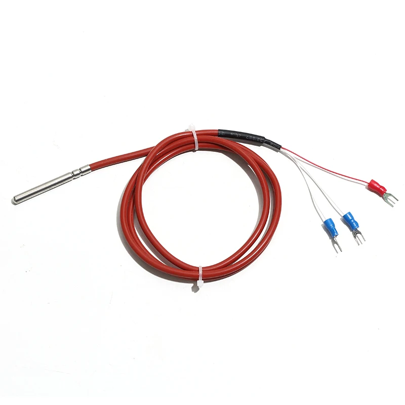 1 peça pt1000 termopar sensor de temperatura à prova d'água três cabos cabo de proteção de fio de silicone resistente ao calor