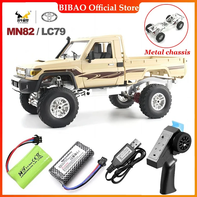 Metal MN82 1:12 Retro Rc Car with LED Lights Full-scale Simulation LC79 Professional 4WD Remote Control Pickup Truck Model Toys