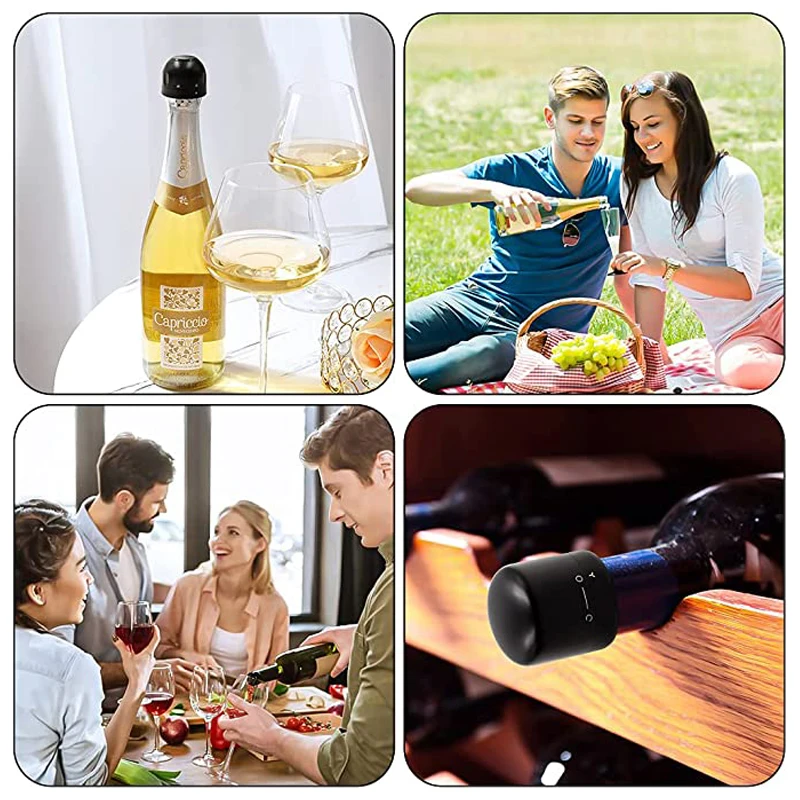 Wine Stopper Silicone Sealed Champagne Bottle Stopper Vacuum Retain Freshness Wine Plug Tools for Wine Champagne Soda Bottles
