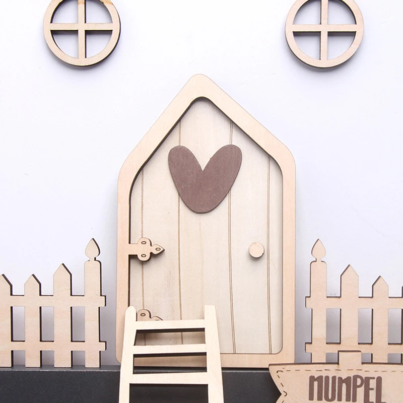 1/12 Dollhouse Fairy Door Set Dollhouse Mini Furniture Decor Dolls House Scene Accessories For Kid Pretend Play Toy