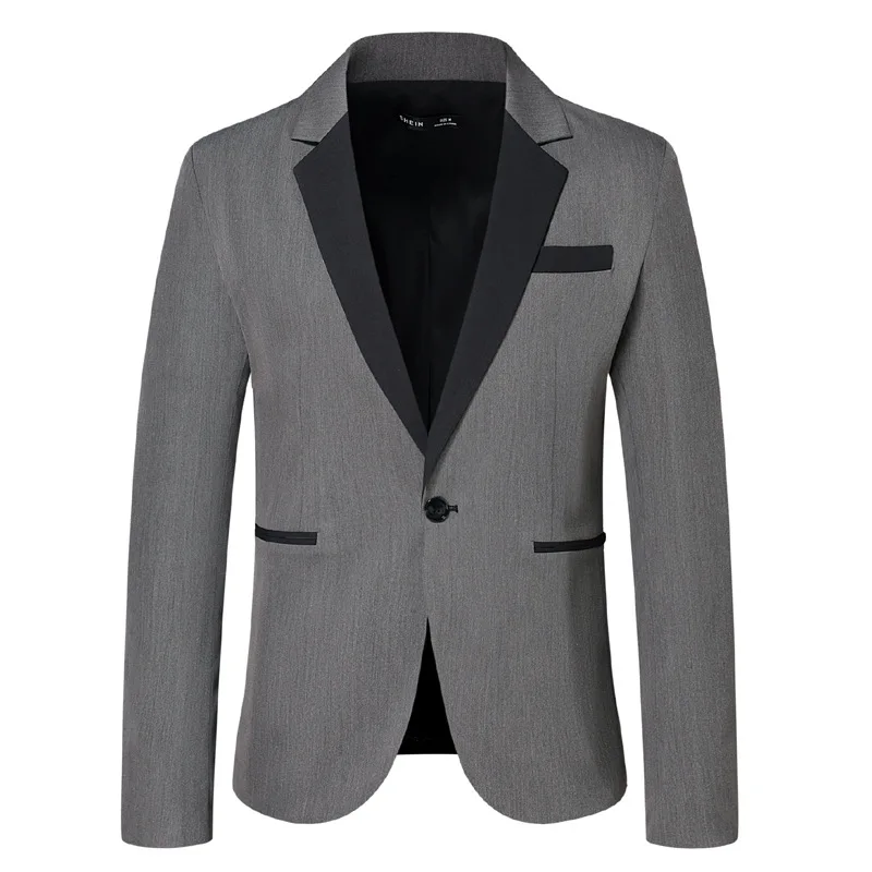 Mens Premium Gray Tuxedo Blazer Jacket Slim Fit Casual One Button Suit Jackets Sport Coat Men Daily Business Blazers for Men XXL