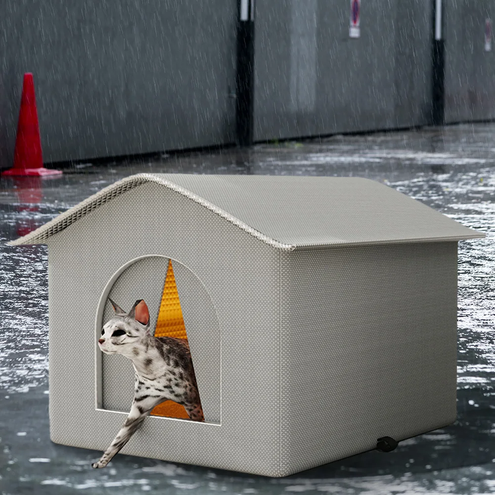 

Outdoor Cat House Waterproof Stray Cat Shelter Feral Cat House for Winter Wild Animal Tent Bed