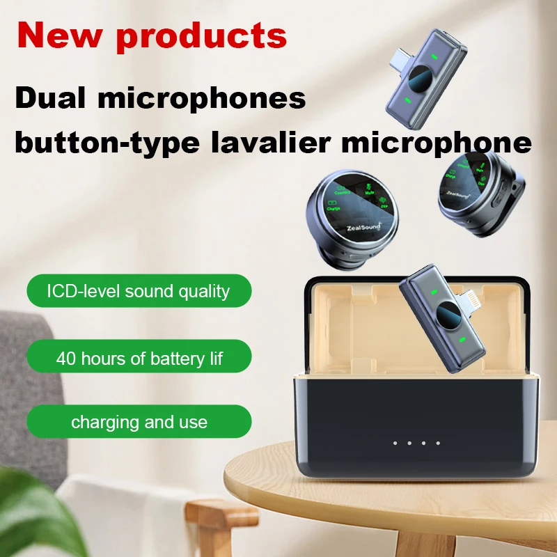 Zealsound Wireless Magnetic Button Lavalier Lapel Microphone for iPhone Android Phone Youtube Live Recording Interview Vlog M2