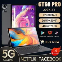 5G Call Global Edition Original GT60 Tablet 14inch HD 4K Android 14 20GB+1TB 129000mAh Dual SIM Card WIFI GPS Google Play Tablet