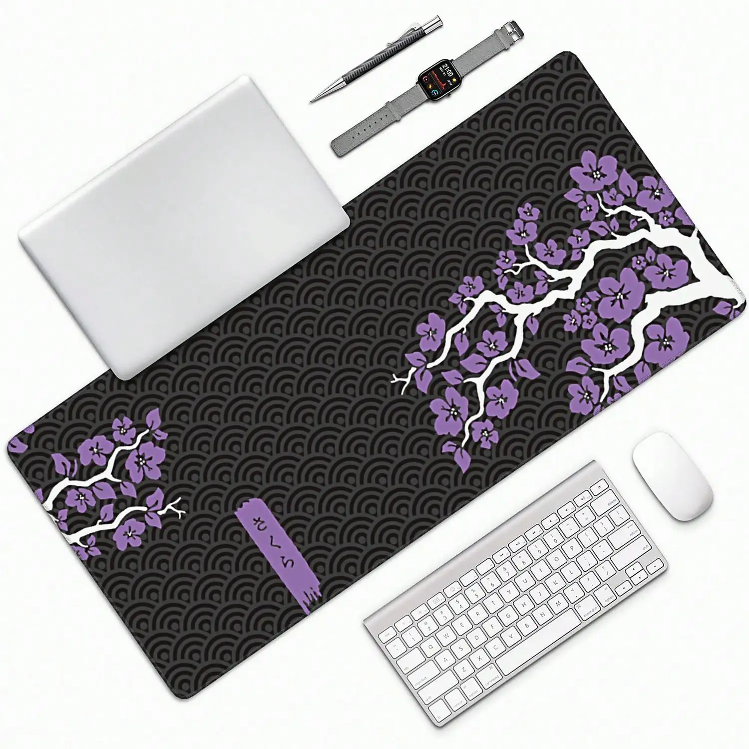 

Purple Cherry Blossom Pattern Cartoon Mouse Pad, Anti-slip Game Pads, Suitable for Work, Office, Home Computer Game Accessories