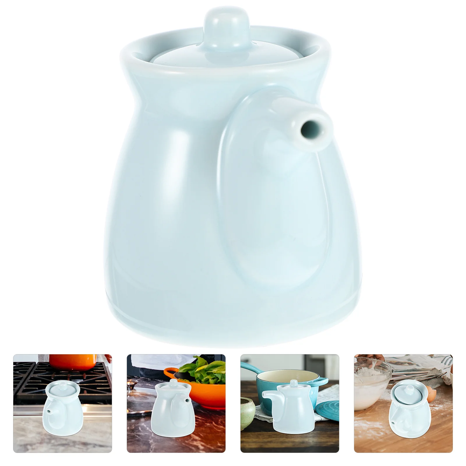 Dispensador de vinagre de cerámica de primera calidad, tarro de condimentos de cocina funcional para aderezo de aceite de salsa de soja, resistente al calor, de larga duración para el hogar