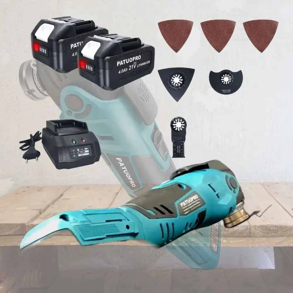 

PATUOPRO Brushless Electric Oscillating Multi Function Tool 5 Speed Cordless Woodworking Cutter Machine For Makita 18V Battery