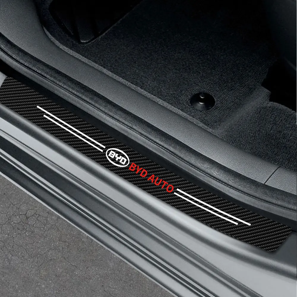 ألياف الكربون عتبة باب السيارة عتبة مكافحة ملصقات واقية الشارات ل BYD F3 F0 S6 يوان أتو أغنية Dm سيليون 7 ختم U Ev Tang #6