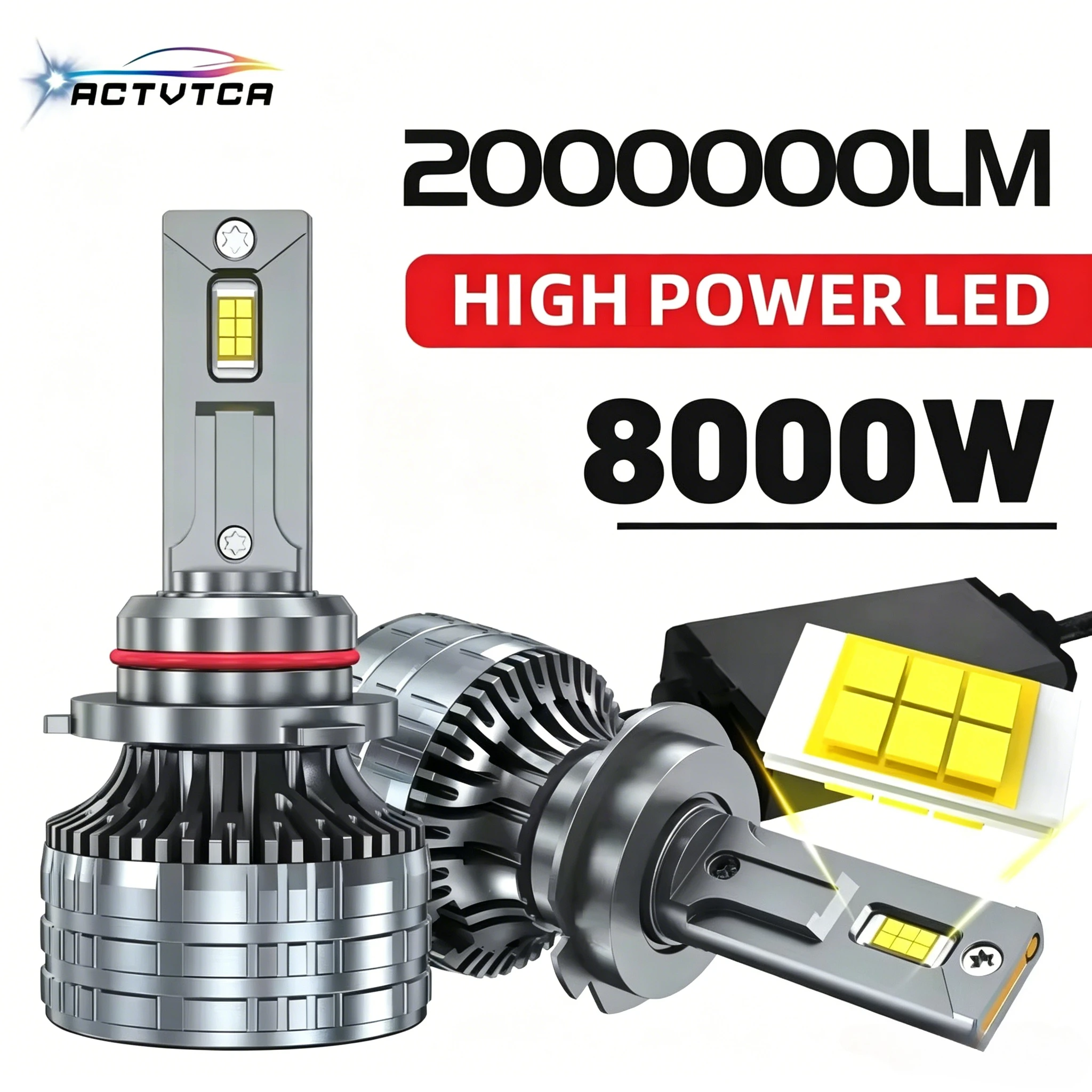 

ACTVTCA H7 H4 Led Headlight High Power CSP Canbus H1 H8 H11 9005 HB3 9006 HB4 9012 8000W 2000000LM Turbo Lamp Car Led Headlamp