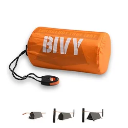 2 Person Emergency Shelter Survival Bivy Tube Tent Kit Thermal Blanket SOS Sleeping Bag Waterproof Survival Equipment