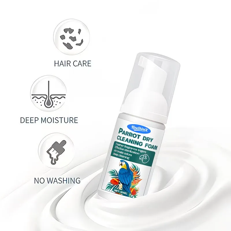 Parrot Trockenreinigungsschaum - Spülfreies, wasserloses Vogelbad-Shampoo, sanfte Reinigung für Federaufhellung & Geruchsbeseitigung, 30ml – Detail 6