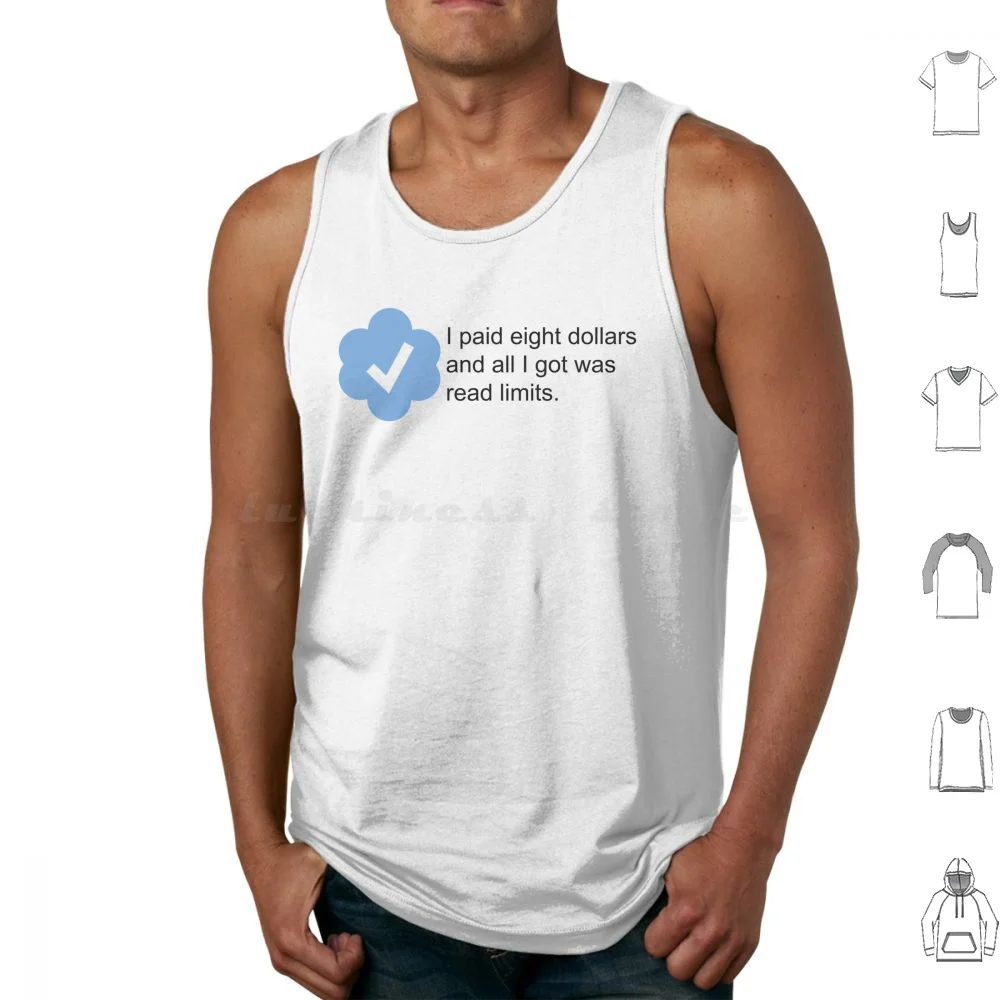 Paying For Limits-Social Media News Tank Tops Print Cotton Elon Musk Read Limit Eight Dollars Blue Check Check
