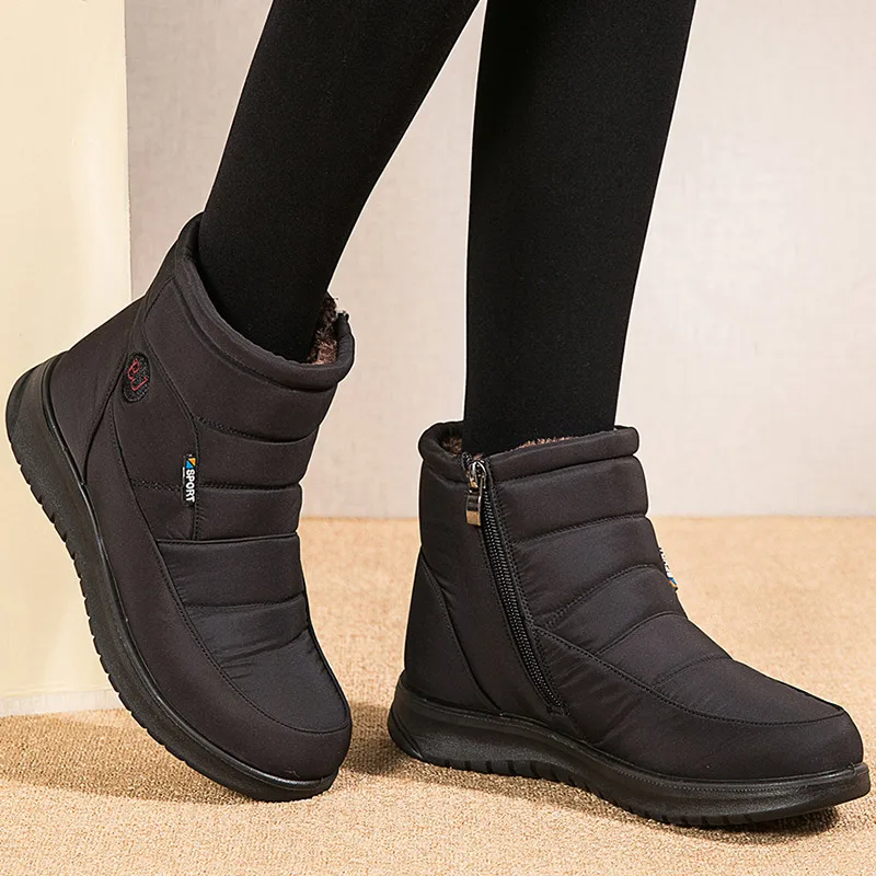 Women's Boots Waterproof Fur Boots For Snow Winter Shoes Woman Casual Rubber Botas Mujer Fashion Winter Boots Women Booties image 4