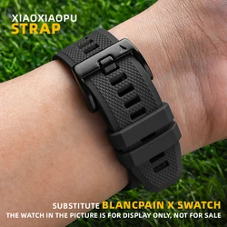 22MM Quick release Strap substitute SWATCH x BLANCPAIN Bioceramic Scuba Fifty Fathoms silicone black texture silicone watch band