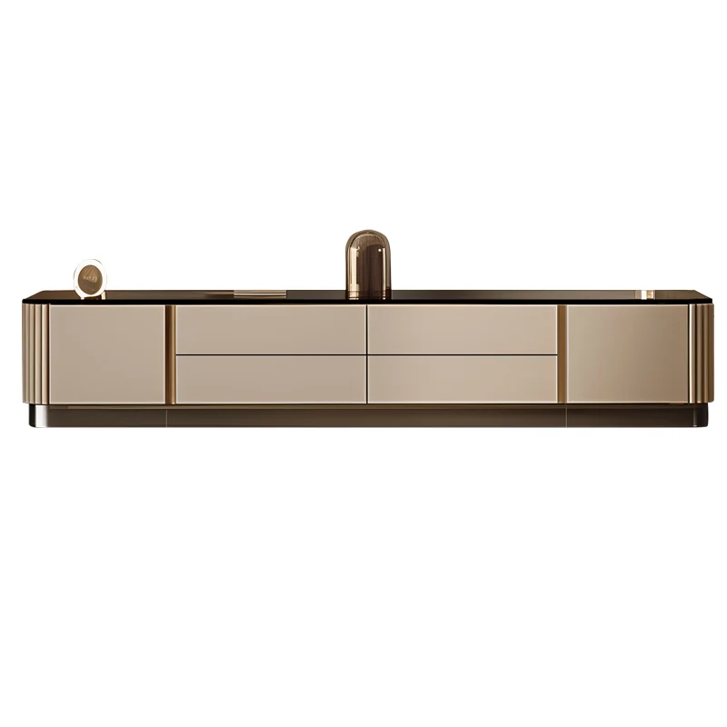

Rock slab TV cabinet coffee table combination light luxury modern high-end household extended motor cabinet