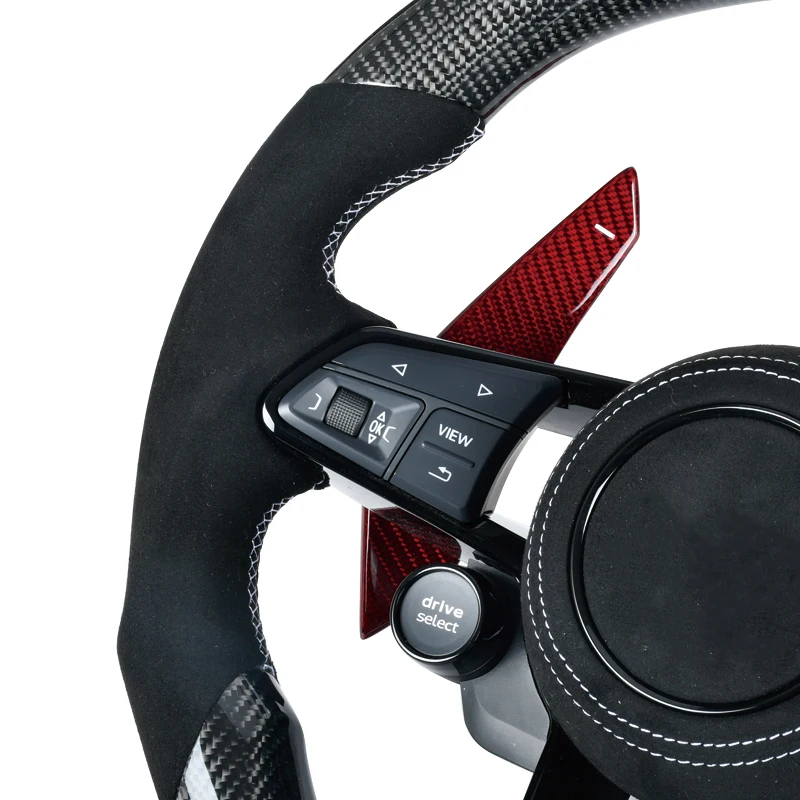 Carbon Fiber Steering Wheel Fit For Audi TT R8 TTRS TTS MK2 MK3 Steering Wheel Control