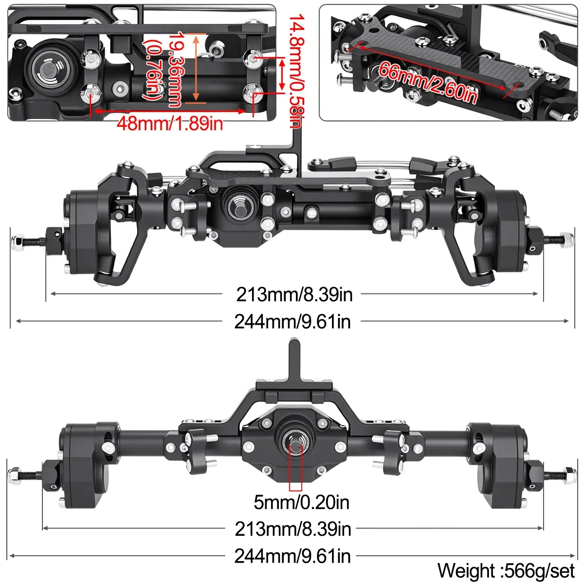 Aluminum Front Rear Portal Axle Complete Set for 1/10 RC Crawler Car UTB Capra LCG Chassis Comp Builds Rigs Upgrade part 3