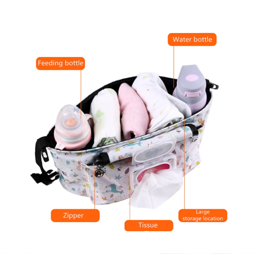 Baby Stroller Organizer Bag Mummy Diaper Bag Hook Baby Carriage Waterproof Large Capacity Stroller Accessories Travel Nappy