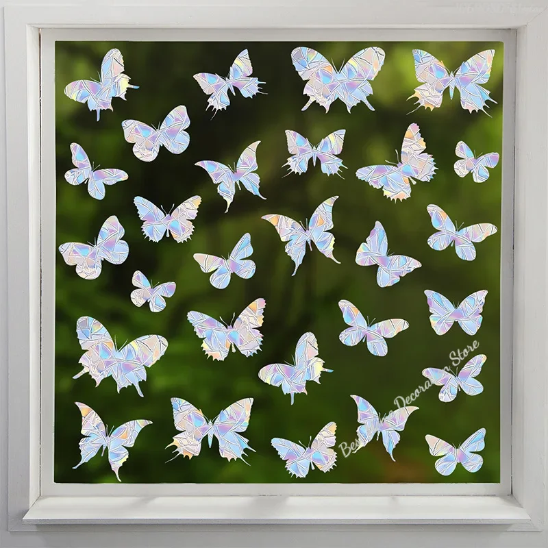 Butterfly Rainbow Suncatcher Window Stickers PVC Star Prism Glass Wall Sticker Home Kids Bedroom Decoration Self Adhesive Decal