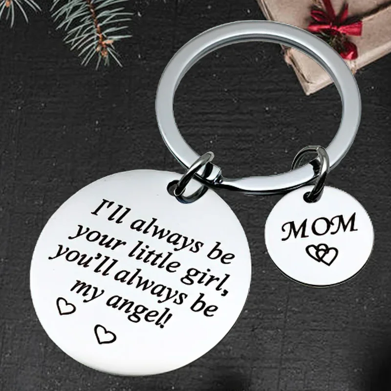 

Cute Mother’s Day Keychain Pendant Mom Birthday Christmas Key Chain I'll Always Be Your Little Girl You'll Always Be My Angle