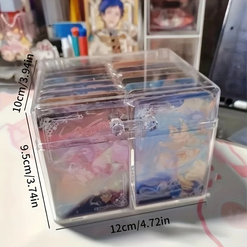 A Transparent Acrylic Card Storage Box Can Hold 400 Postcards, Featuring a Display Card Box with 2 Compartments for Game Card image 2