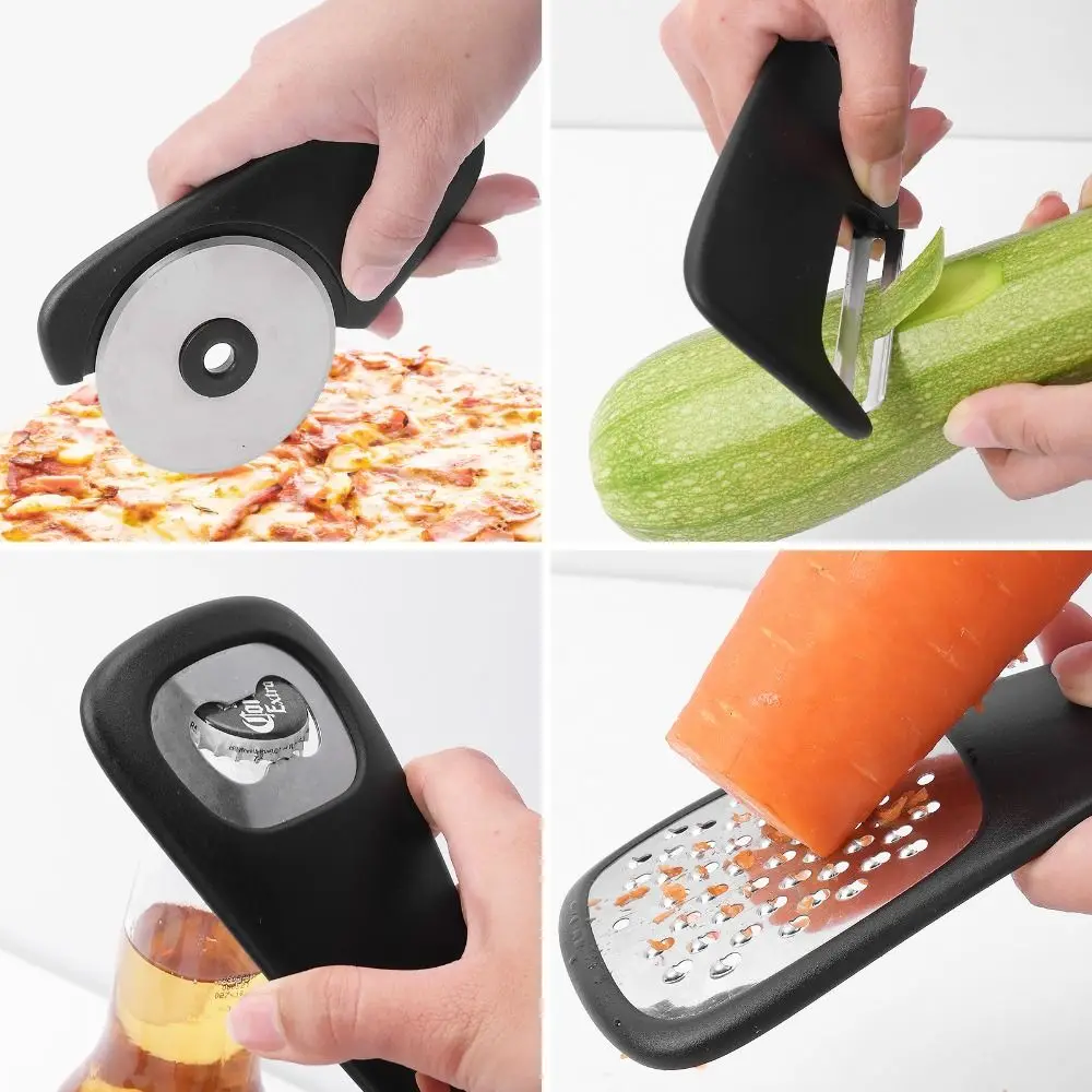 6 Pcs/Set 6-In-1 Kitchen Gadgets Set Multifunctional Space-save Cheese Grater Creativity Stackable Garlic Grinder Travel