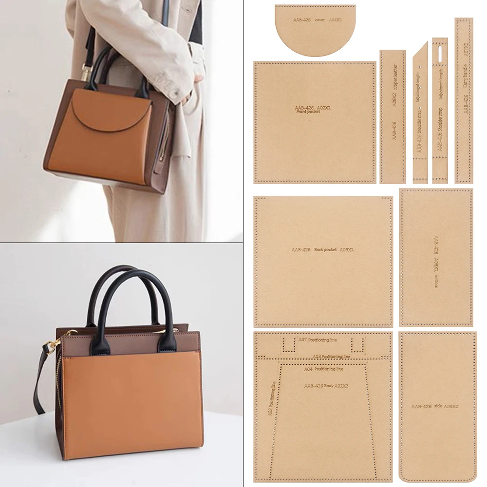 1 Set DIY Quiltmuster-Zeichenvorlage, Kraftpapier-Designschablone, zur Herstellung von Leder-Schultertaschen und Handtaschen