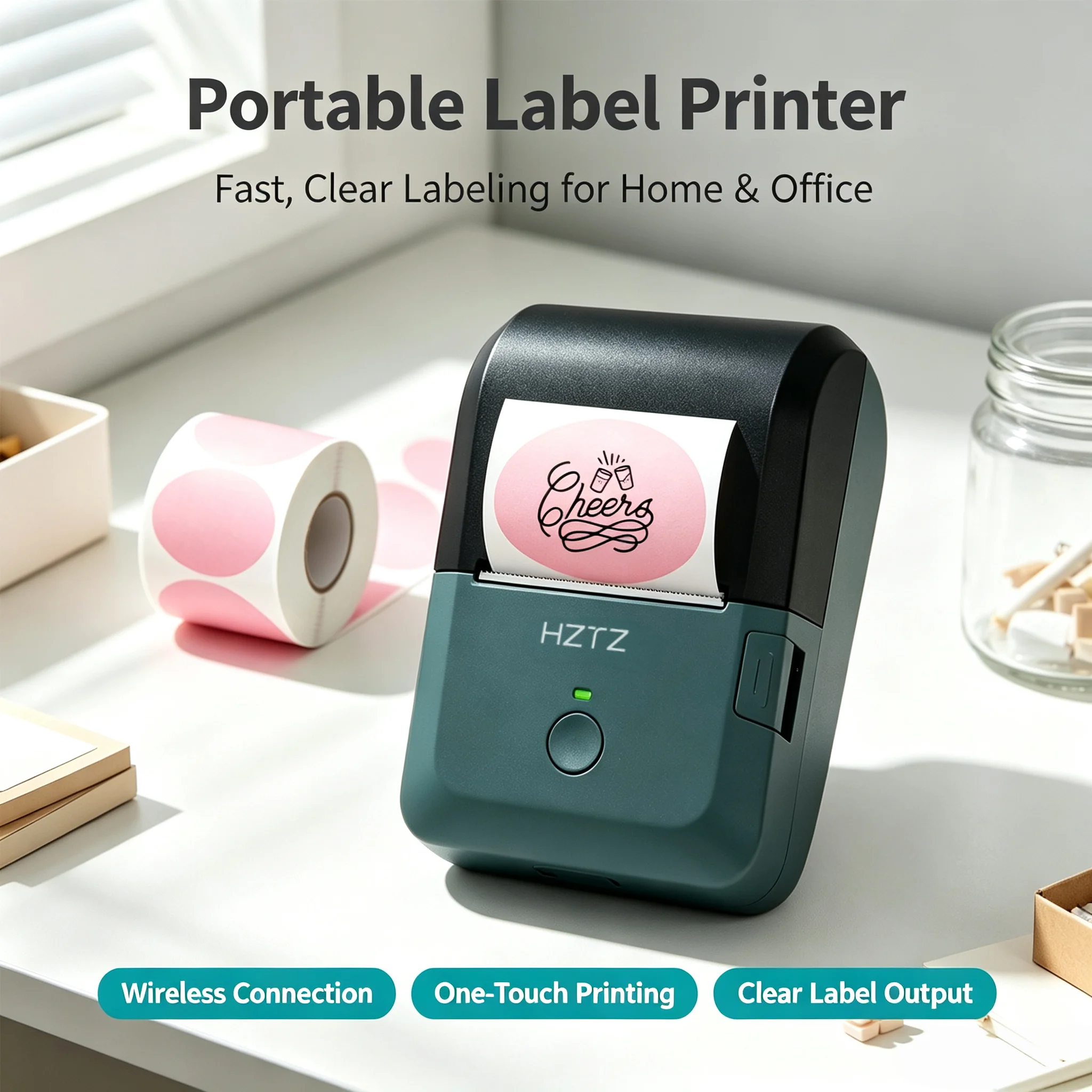 Thermal wireless tag maker for printing products,addresses,small businesses, stickers,home,and DIY items,with 1 roll label paper
