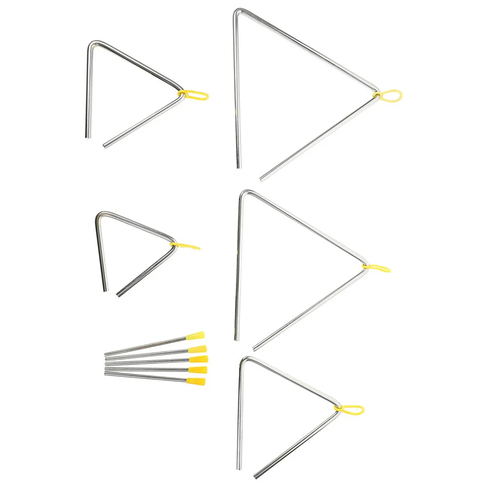 

5 Sets Triangle Bell Percussion Instrument Metal Triangle Bell Triangle Music Instrument with Strikers