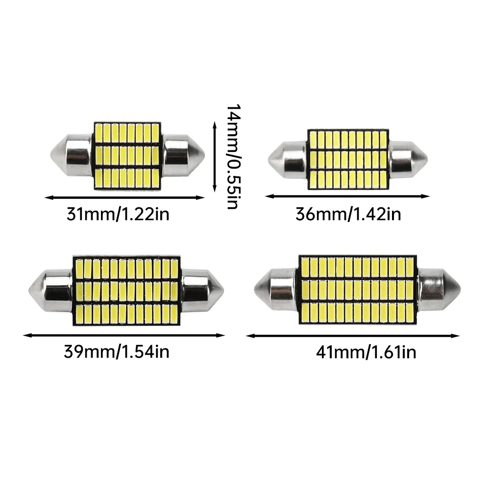 Luces de decodificación LED automotrices de 31-41MM, faros de carro 26-39SMD, lámpara de techo de cúpula Interior de coche, lámpara de señal de placa de matrícula