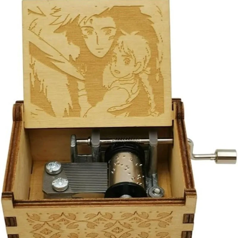 

Hand-Cranked Wooden Music Box for Kids，Exquisite Wooden Craft Ornament,Charming Musical Decorative Tabletop Gift