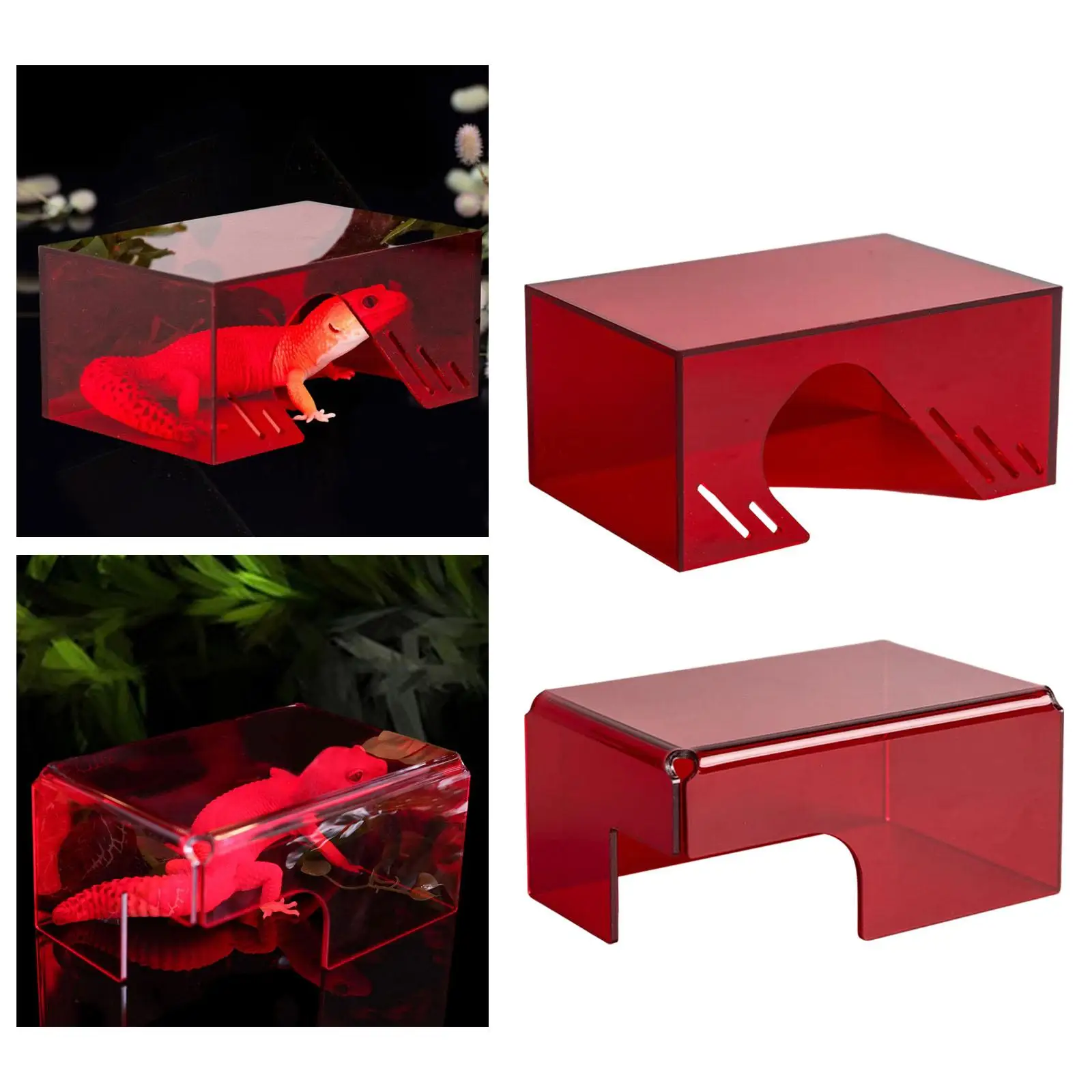 

Компактная пещера для рептилий, акриловая коробка для убежища для животных, легко чистящееся укрытие для геккона, змеи, ящерицы, черепахи, аквариума