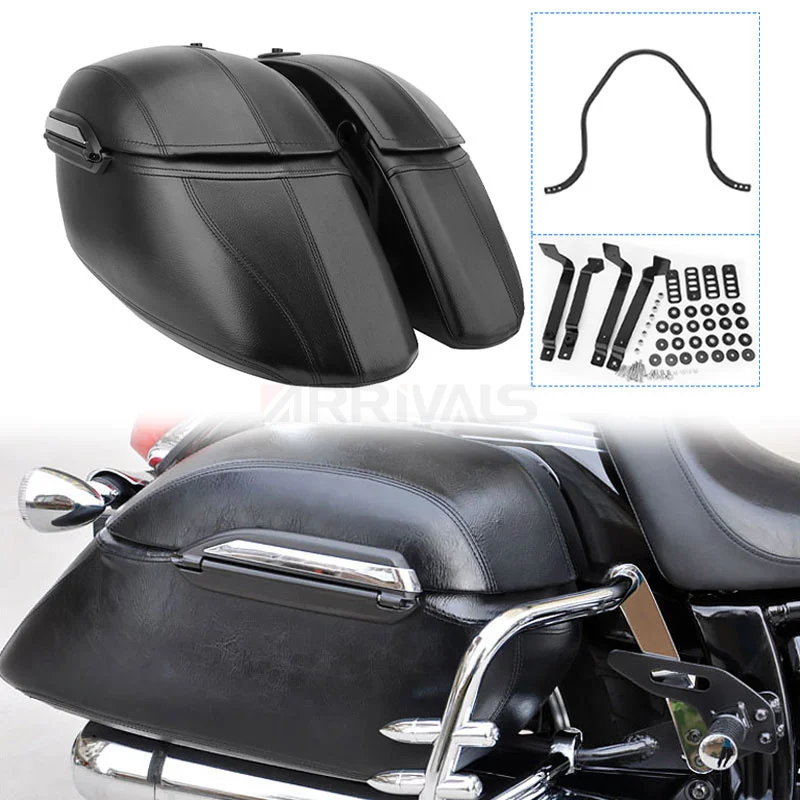 Motorcycle Hard Bag Saddlebag & Heavy Duty Mounting Kit Universal For Kawasaki For Honda For Harley Touring Softail