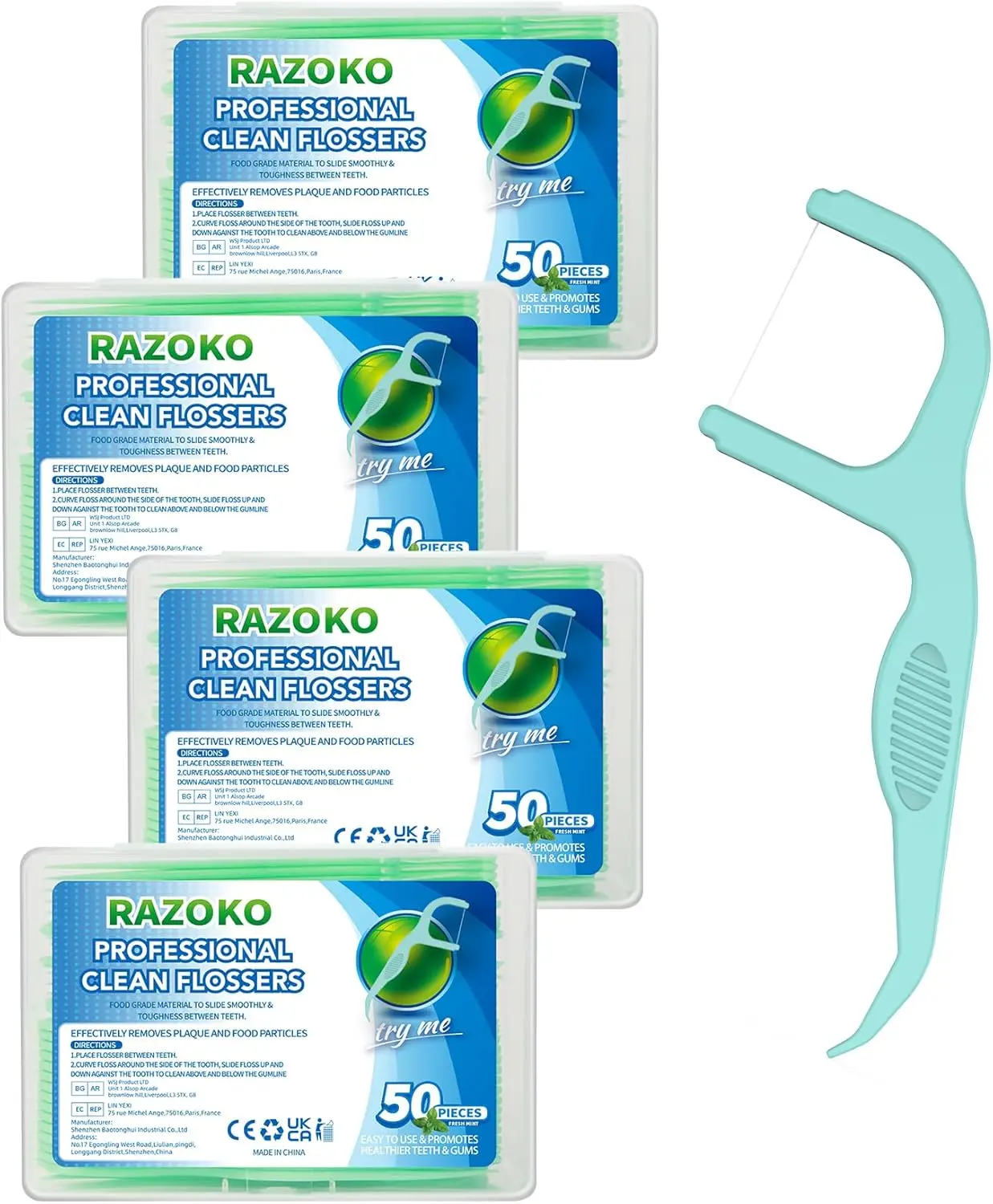

Extra Strong Dental Floss Picks with Fresh Mint, 200 Count - Easy-to-Use Toothpicks for Effective Cleaning