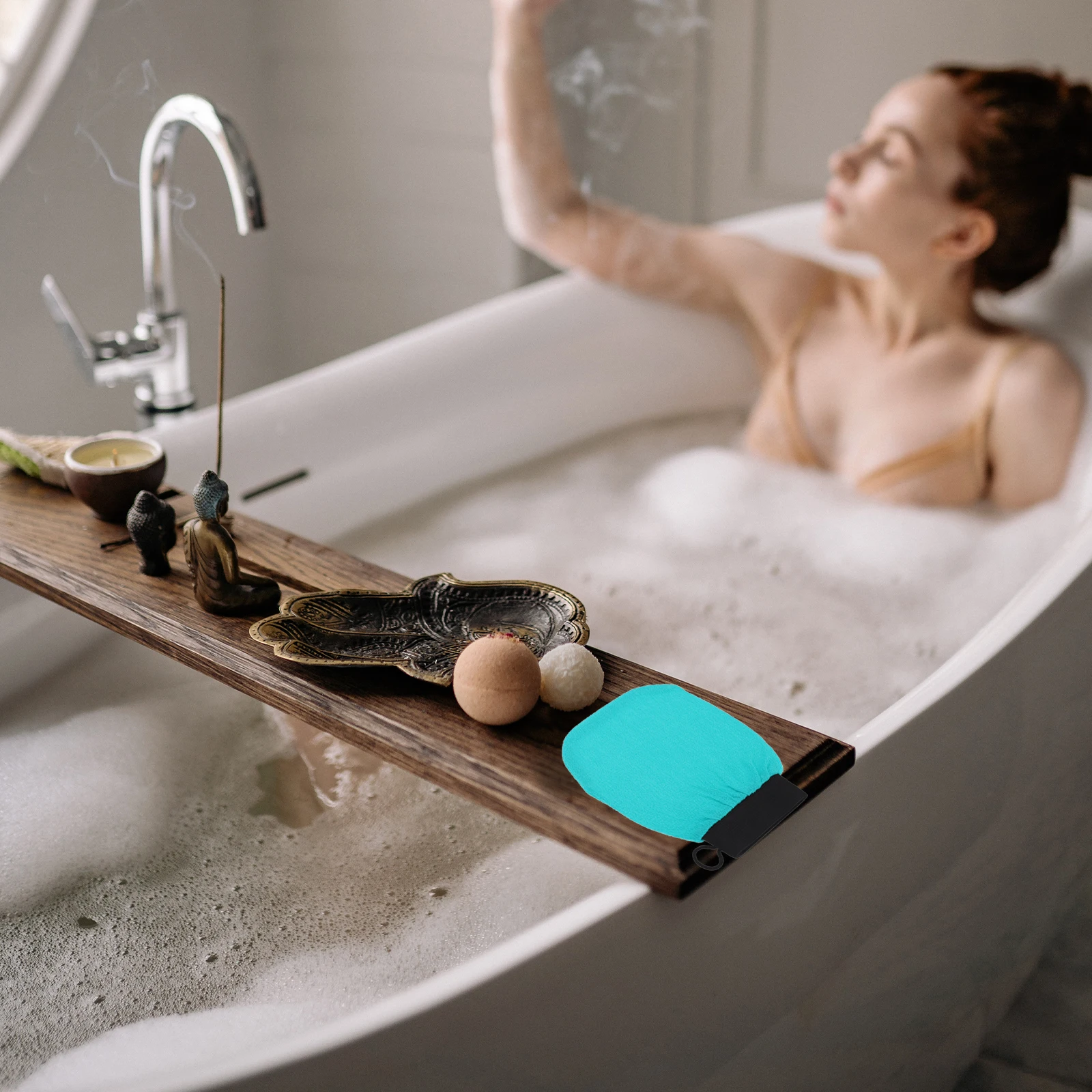 

4pcs Bath Scrubber Mitten Exfoliating Foaming Gloves Skin Cleaning Tool For Shower Home Use Lightweight Elastic Wrist Practical