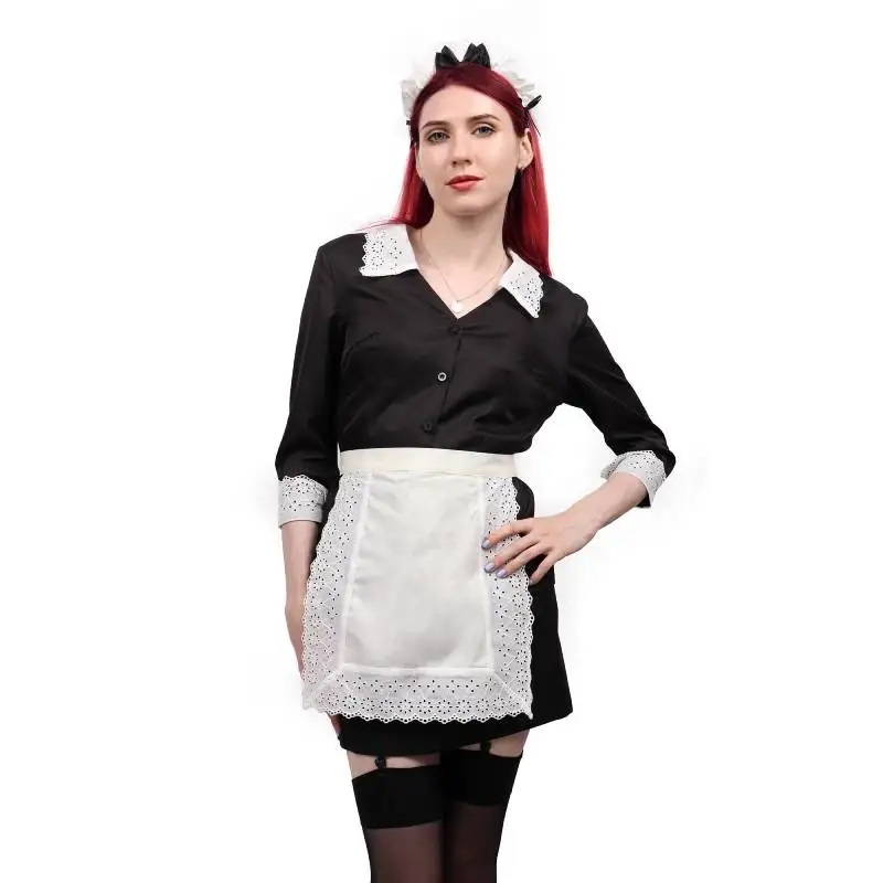 DAZCOS-Moira O'Hara Cosplay Costume pour femme, robe tablier de femme de chambre française, chemise et jupe sexy avec tablier, tenues d'Halloween